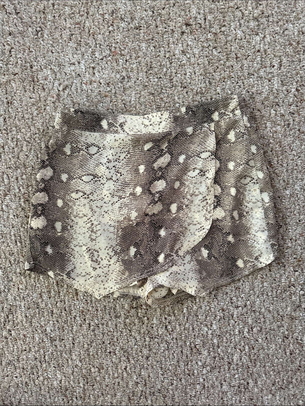 Wild Honey Cream and Brown Snake-Print Wrap Skort